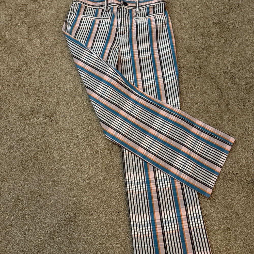 Mauve straight length pastel blue and pink